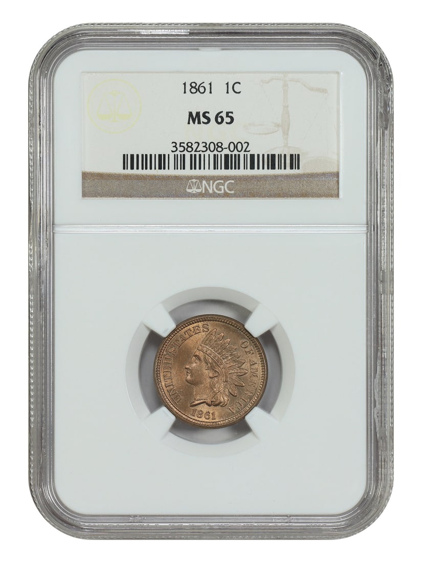 NGC MS65 1861 Indian Head Cent Civil War Era Copper-Nickel Coin (1 of 4)