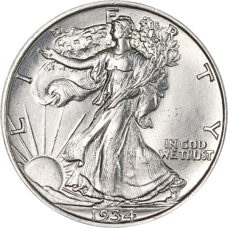 1934-P Walking Liberty Half Coin 90% Silver Circulated (1 of 2)