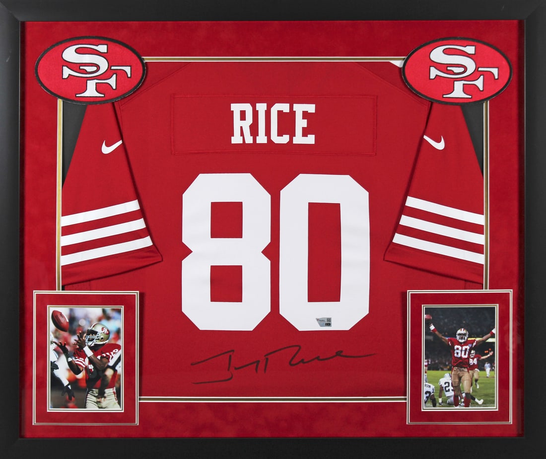 Jerry Rice Signed Red Nike Game Jersey Framed 49ers Fanatics (1 of 2)