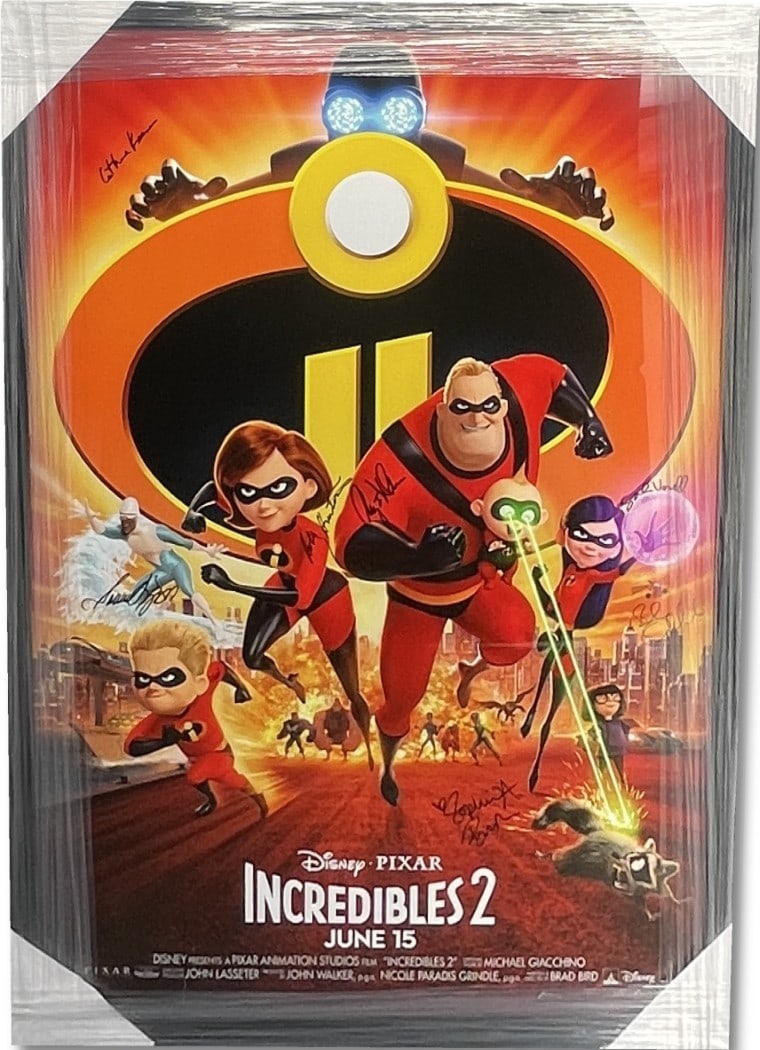 The Incredibles 2 Autographed 27x40 Poster Beckett Authenticated: The Incredibles 2 Autographed 27x40 Poster Beckett Authenticated Celebrate the beloved animated film with this stunning The Incredibles 2 cast-signed poster. This original 27x40 poster features the ha
