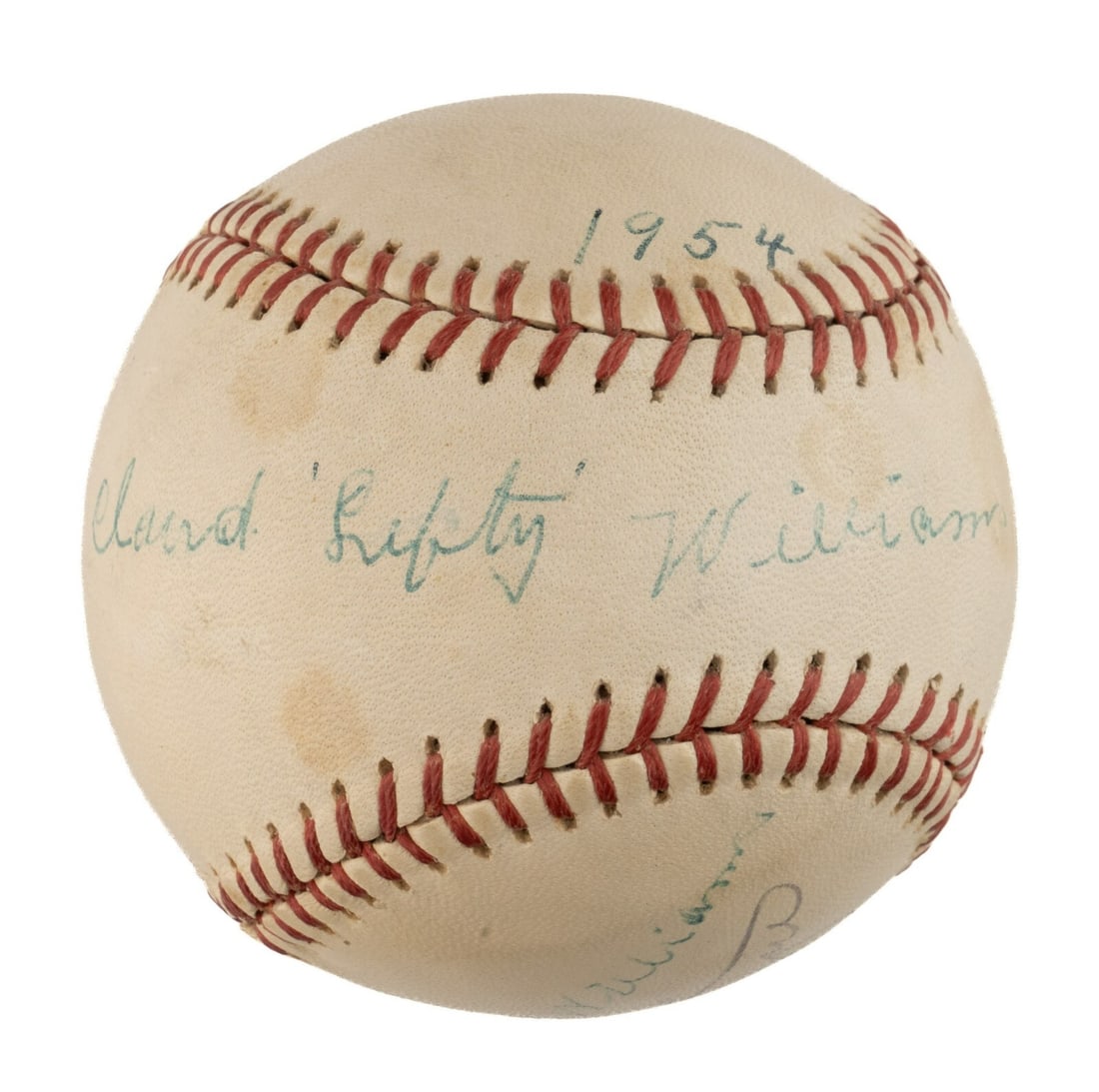 Claude Lefty Williams Signed Baseball 1919 Black Sox JSA Authenticated: Claude Lefty Williams Signed Baseball 1919 Black Sox JSA Authenticated This authentic baseball, featuring the signatures of Claude "Lefty" Williams and George Frazier, is a significant piece of baseba
