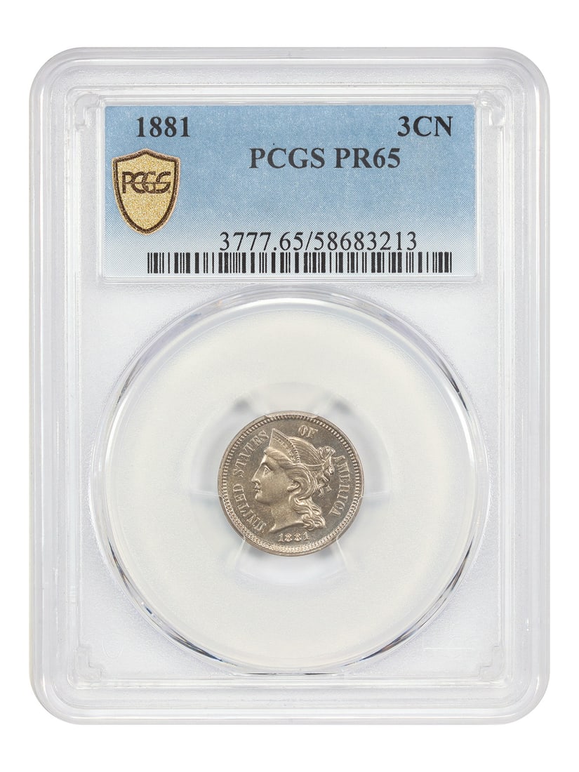 1881 Three Cent Nickel Proof Coin PCGS PR65 Certified (1 of 4)
