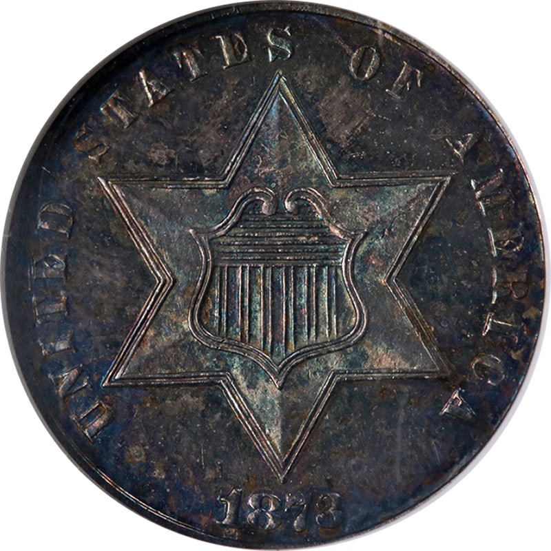NGC PF65 1873 Silver Three Cent Proof Coin with Strong Eye Appeal: NGC PF65 1873 Silver Three Cent Proof Coin with Strong Eye Appeal This original 1873 Three Cent Silver Proof coin features exceptional eye appeal, vibrant luster, and a strong strike. Graded PF65 by N
