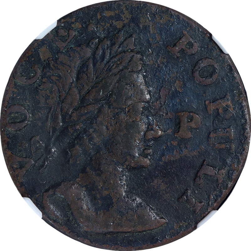 1760 Halfpenny Hibernia Voce Populi NGC XF Details Copper Coin: 1760 Halfpenny Hibernia Voce Populi NGC XF Details Copper Coin This 1760 Halfpenny Hibernia-Voce Populi 'P' In Front showcases captivating eye appeal with a striking design. Graded by NGC as XF Detail