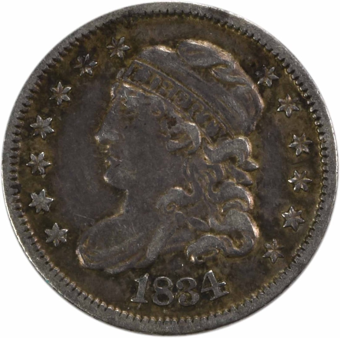 1834 Capped Bust Silver Half Dime Uncertified EF Coin (1 of 2)