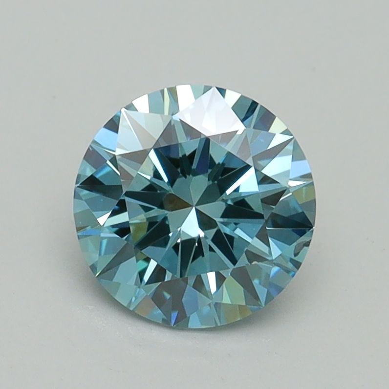 Loose Diamond - ROUND 1.06ct Fancy Vivid Greenish Blue VS2: Loose Diamond - ROUND 1.06ct Fancy Vivid Greenish Blue VS2 Source: This is a real non-mined Diamond that has been grown in a lab Shape: ROUND Carats: 1.06 Color: Fancy Vivid Greenish Blue