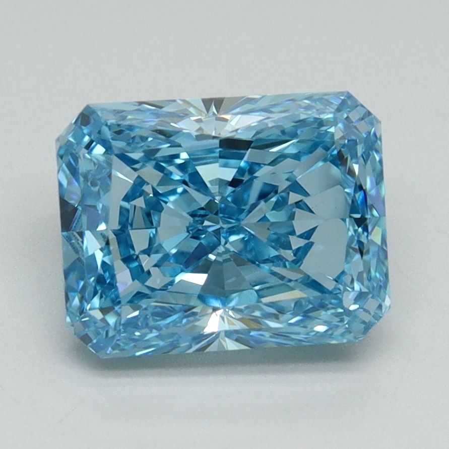 Loose Diamond - RADIANT 2.55ct Fancy Vivid Blue VVS2: Loose Diamond - RADIANT 2.55ct Fancy Vivid Blue VVS2 Source: This is a real non-mined Diamond that has been grown in a lab Shape: RADIANT Carats: 2.55 Color: Fancy Vivid Blue Certification: IGI