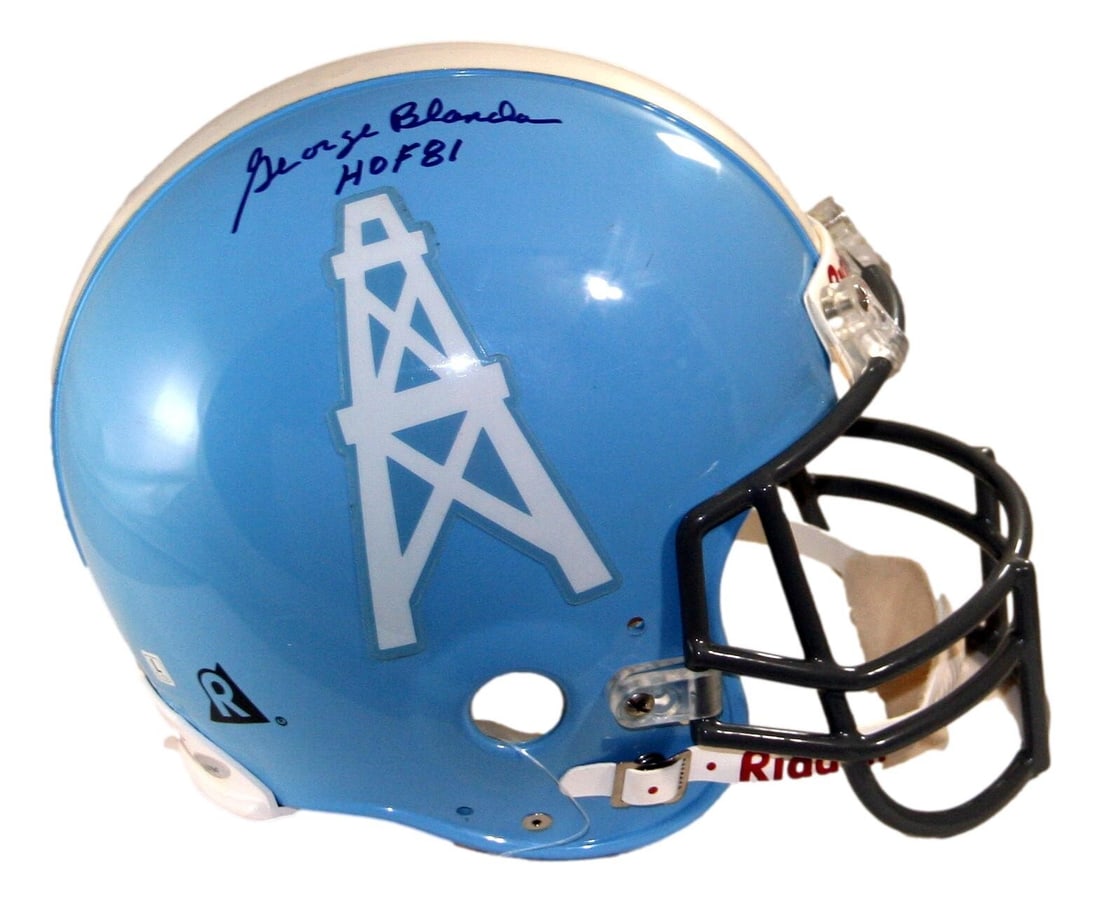 George Blanda Signed Full Size Retro Helmet Houston Oilers TRISTAR Authentic: George Blanda Signed Full Size Retro Helmet Houston Oilers TRISTAR Authentic This authentic full-size retro helmet represents the Houston Oilers and is signed by legendary player George Blanda. The he