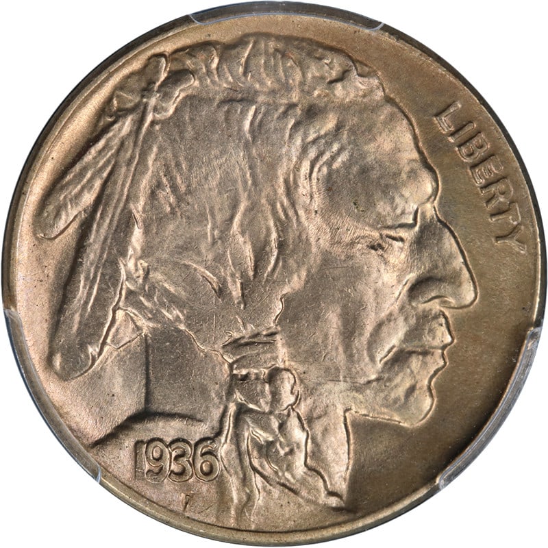 1936-D/D Buffalo Nickel PCGS MS66 Strong Strike Superb Appeal: 1936-D/D Buffalo Nickel PCGS MS66 Strong Strike Superb Appeal This stunning 1936-D/D Buffalo Nickel is graded PCGS MS66, showcasing superb eye appeal with fantastic luster and a strong strike. The coi