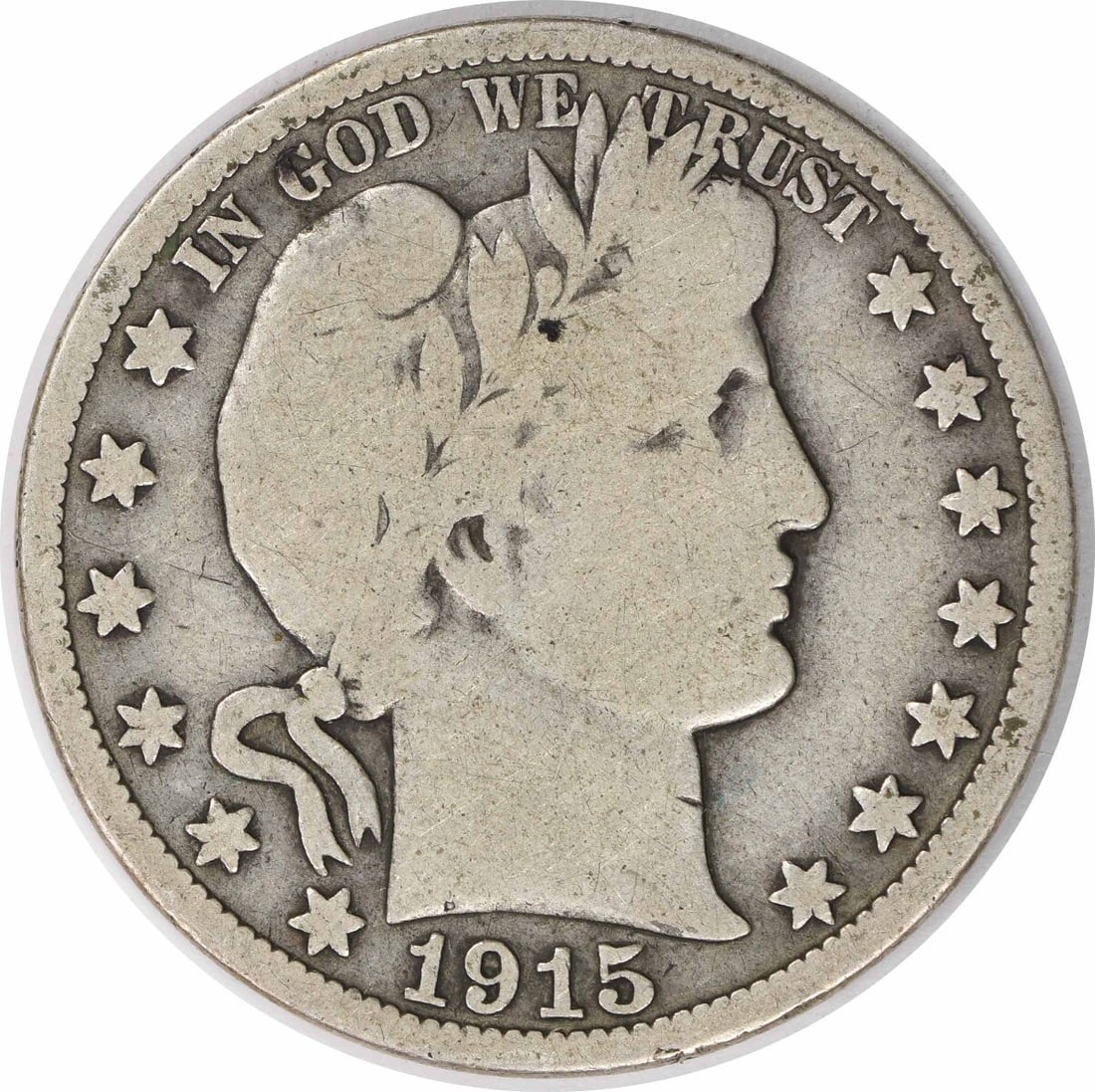 1915 Barber Half Dollar 50C Silver Coin Uncertified Philadelphia Mint: 1915 Barber Half Dollar 50C Silver Coin Uncertified Philadelphia Mint This 1915 Barber Silver Half Dollar is a classic piece of American numismatics. It features the iconic Barber design by Charles E.
