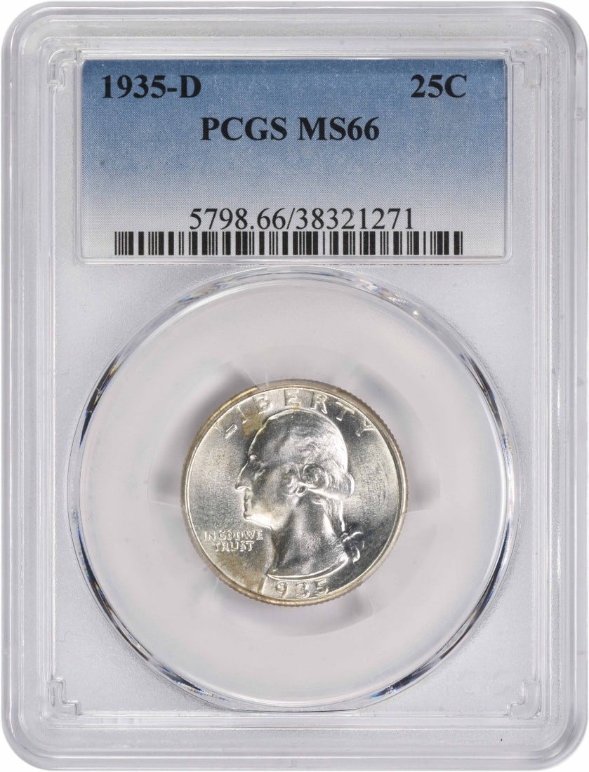 MS66 PCGS Graded 1935 Denver Washington Quarter 90 Percent Silver Coin (1 of 2)