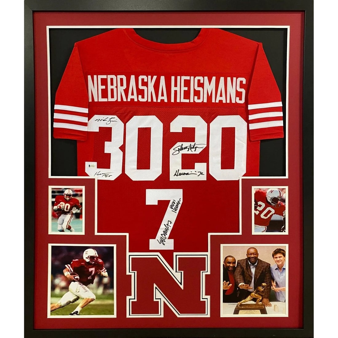 Framed Signed Nebraska Heisman Jersey Crouch Rozier Rodgers Beckett Authenticated (1 of 2)