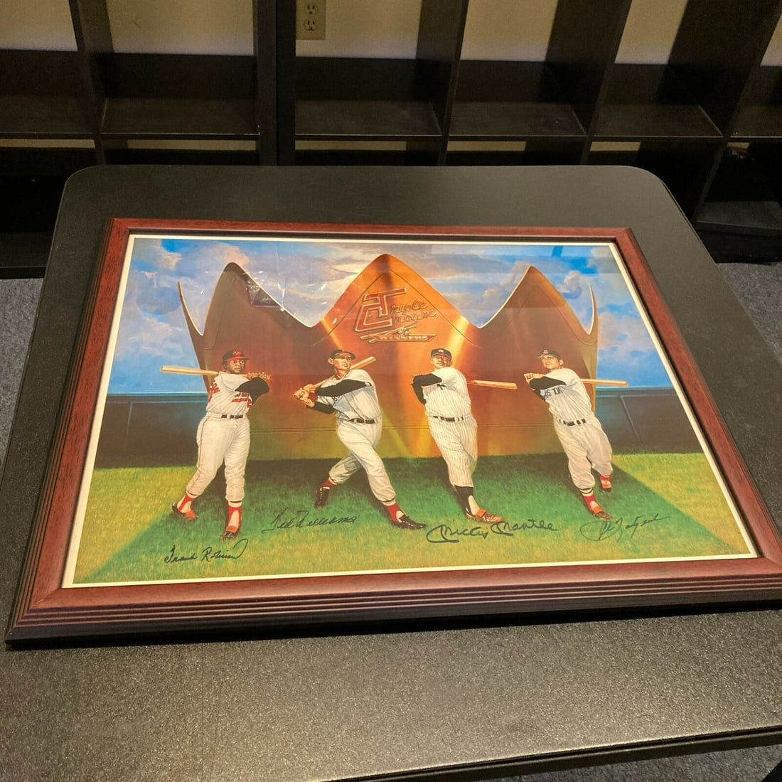 Triple Crown Signed Photo Mantle Williams Yastrzemski 23x27 PSA COA: Triple Crown Signed Photo Mantle Williams Yastrzemski 23x27 PSA COA Celebrate baseball history with this stunning Triple Crown signed lithograph featuring legends Mickey Mantle, Ted Williams, and Carl