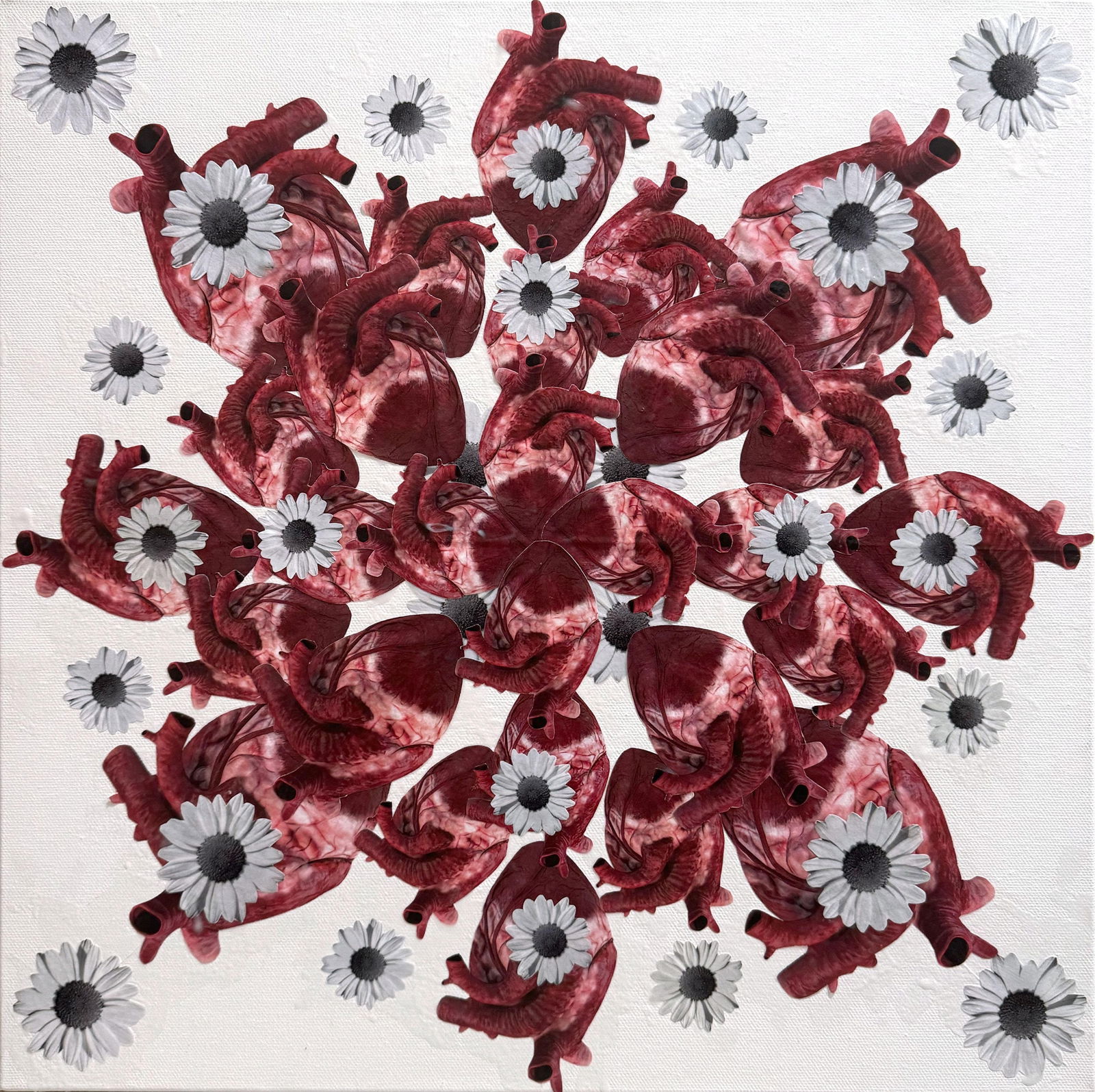 Tetiana Kalivoshko Heart Mandala #3 Mixed Media Art 16x16 Spring War Collection (1 of 4)