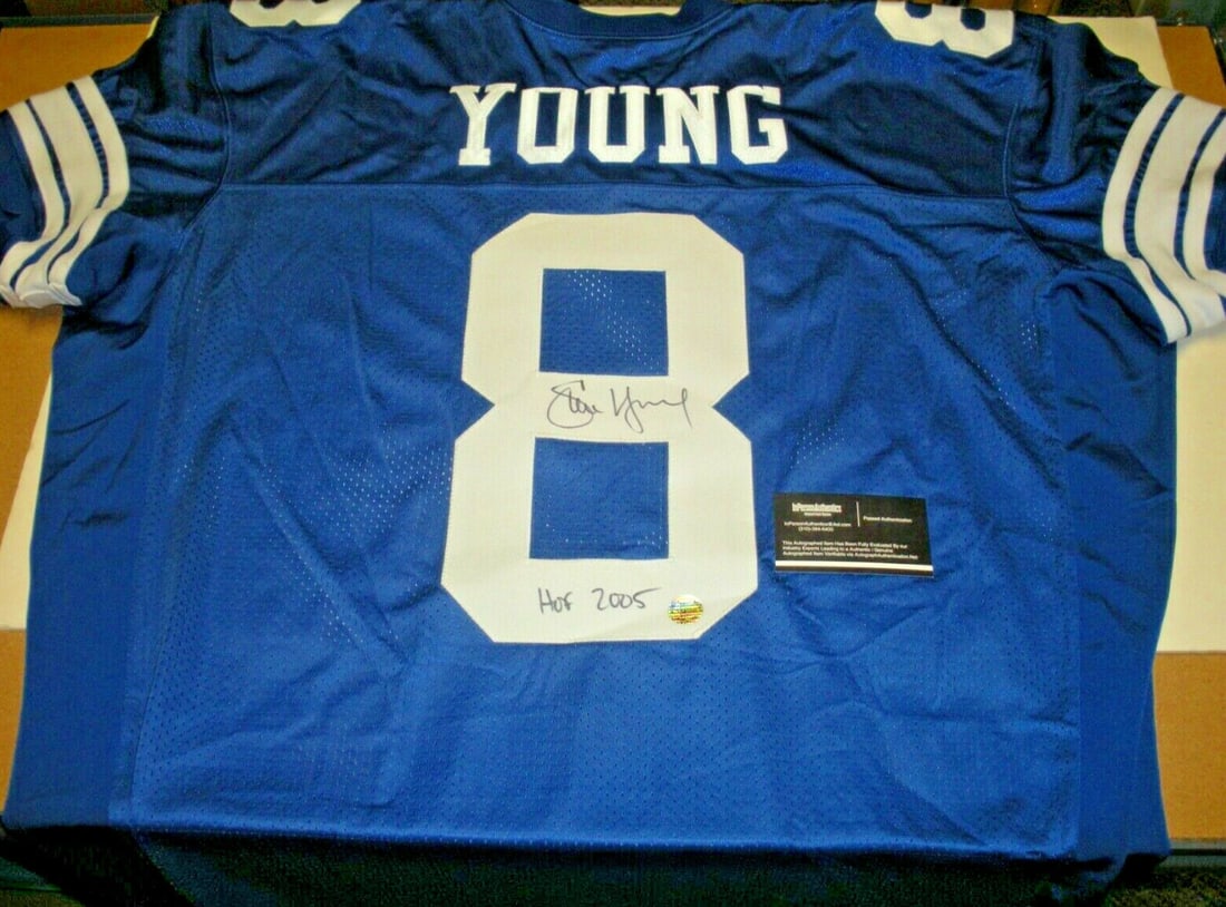 Steve Young BYU Cougars Signed Nike Jersey with COA Hall of Fame 2005: Steve Young BYU Cougars Signed Nike Jersey with COA Hall of Fame 2005 This officially licensed Nike jersey features the signature of Steve Young, a Hall of Fame inductee in 2005, representing the BYU