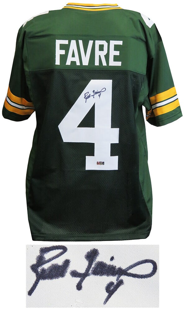 Brett Favre Signed Green Custom Jersey Packers Hologram COA (1 of 2)