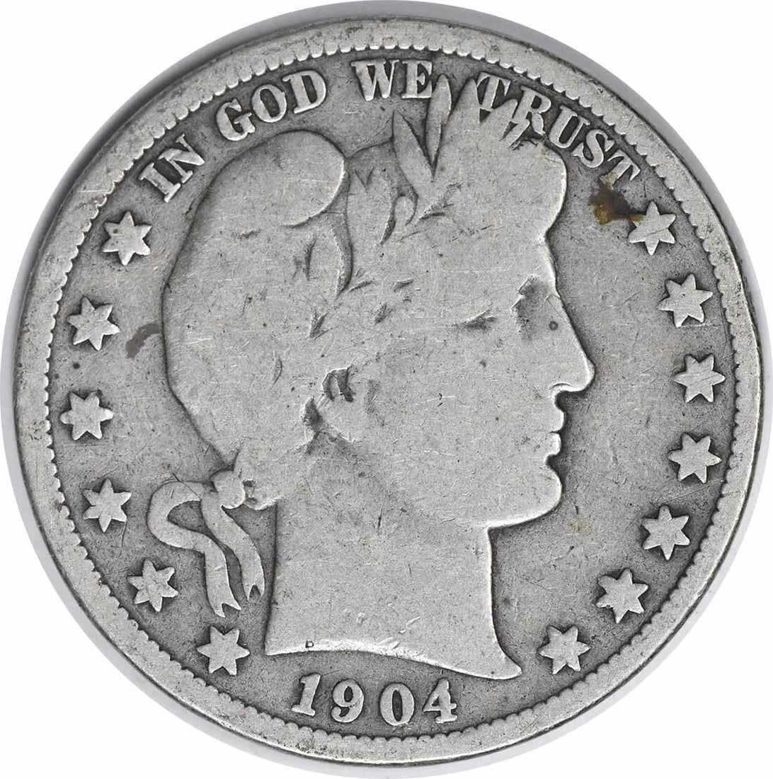 1904-S Barber Half Dollar 90% Silver VG Circulated Coin (1 of 2)