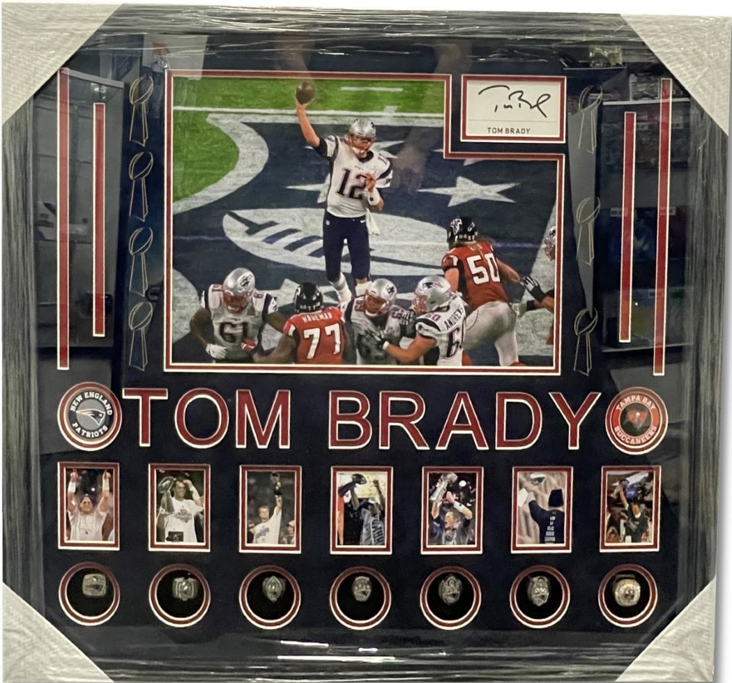 Tom Brady Autographed Cut Frame with Replica Rings Beckett Certified (1 of 3)