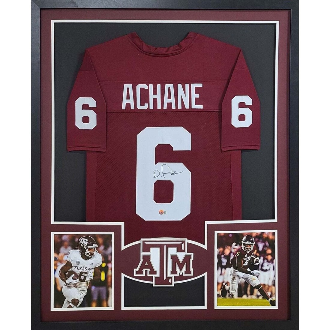 De'Von Achane Signed Framed Jersey Beckett Authenticated Texas A&M: De'Von Achane Signed Framed Jersey Beckett Authenticated Texas A&M This autographed De'Von Achane framed jersey is a must-have for any Texas A&M fan. Authenticated by Beckett, a leader in sports memor