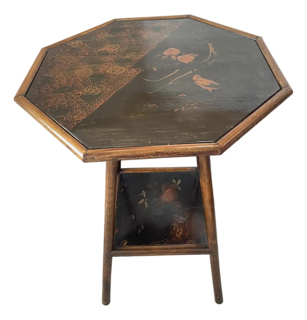 Antique French Japonisme Bamboo Lacquer Octagonal Side Table 1880 (1 of 10)