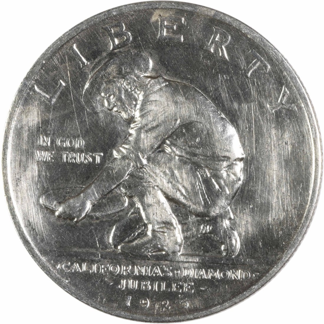 1925-S California Commemorative Silver Half Dollar Jo Mora AU Uncertified: 1925-S California Commemorative Silver Half Dollar Jo Mora AU Uncertified This California Commemorative Silver Half Dollar from 1925-S features an ornate design by Jo Mora, celebrating the state of Ca