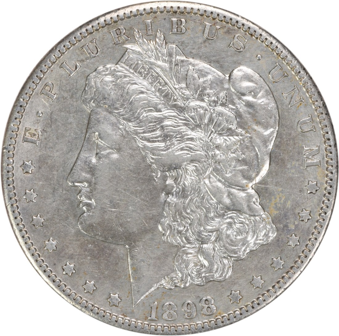 1898-S Morgan Silver Dollar AU Uncertified 90% Silver San Francisco Mint: 1898-S Morgan Silver Dollar AU Uncertified 90% Silver San Francisco Mint This 1898-S Morgan Silver Dollar features a beautiful design by George T. Morgan. Struck in San Francisco, this coin is compose