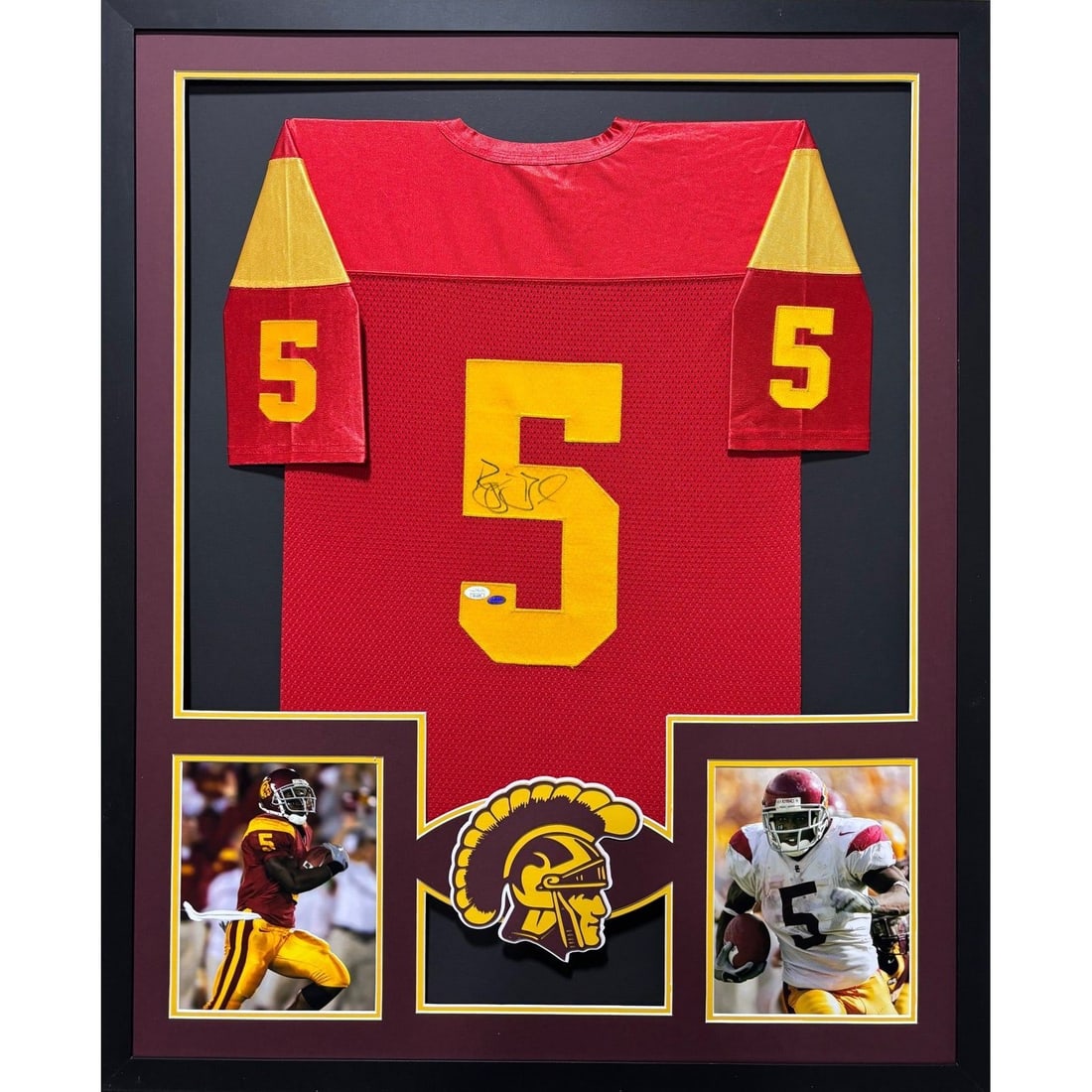 Reggie Bush Autographed Framed Jersey USC JSA Certified: Reggie Bush Autographed Framed Jersey USC JSA Certified This autographed Reggie Bush framed jersey is a must-have for any USC Southern Cal fan. Authenticated by JSA, a leader in sports memorabilia aut