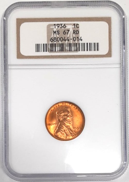 NGC MS-67 RD 1936 Lincoln Wheat Cent Philadelphia Bronze Uncirculated (1 of 4)