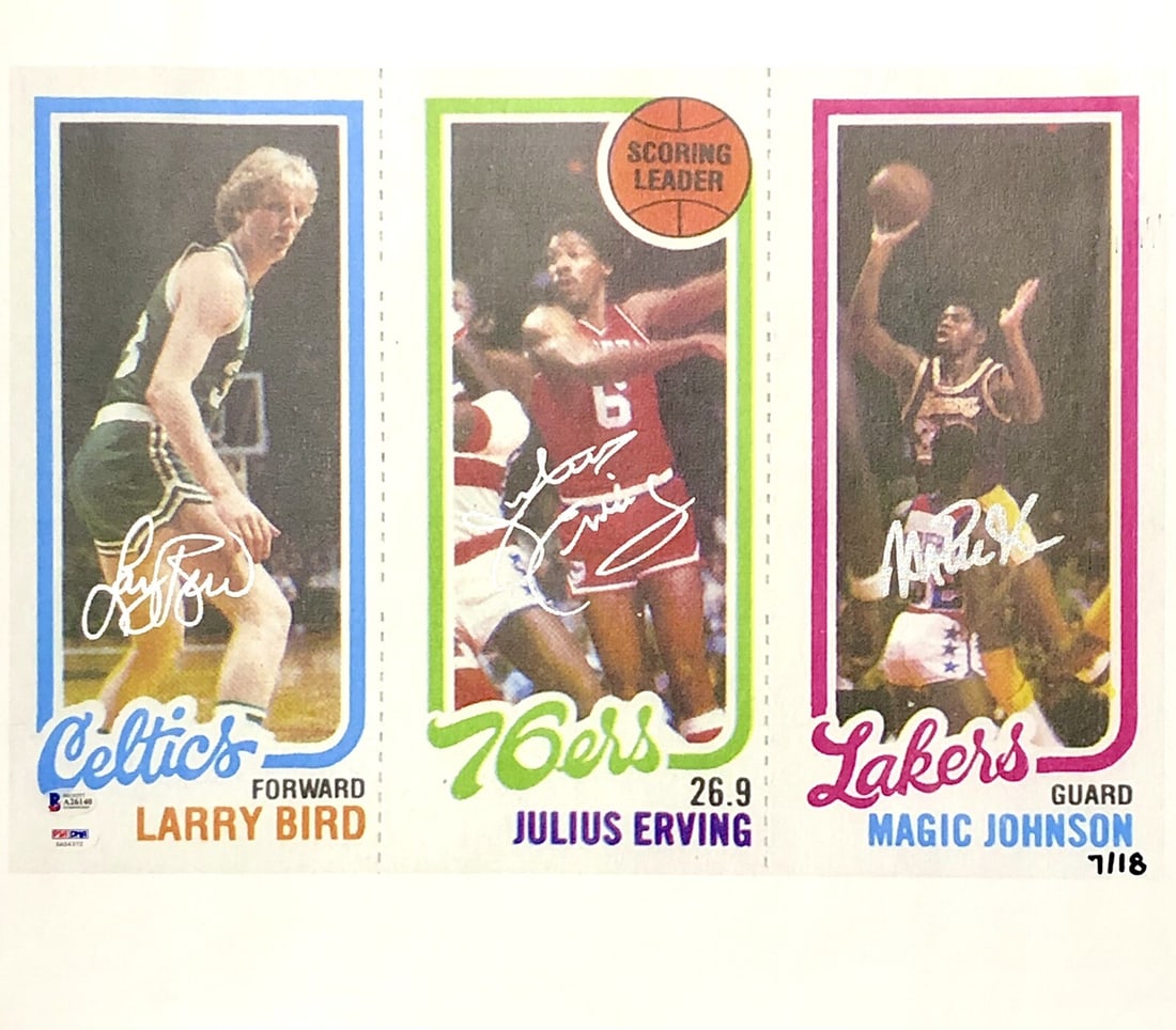 Larry Bird Magic Johnson Erving Signed 1980-81 16x20 Lithograph Beckett (1 of 6)