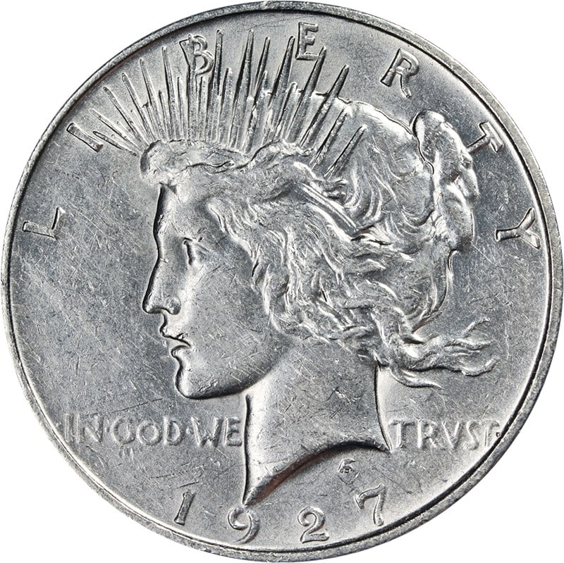 1927-D Peace Dollar AU BU Silver Coin with Eye Appeal (1 of 2)