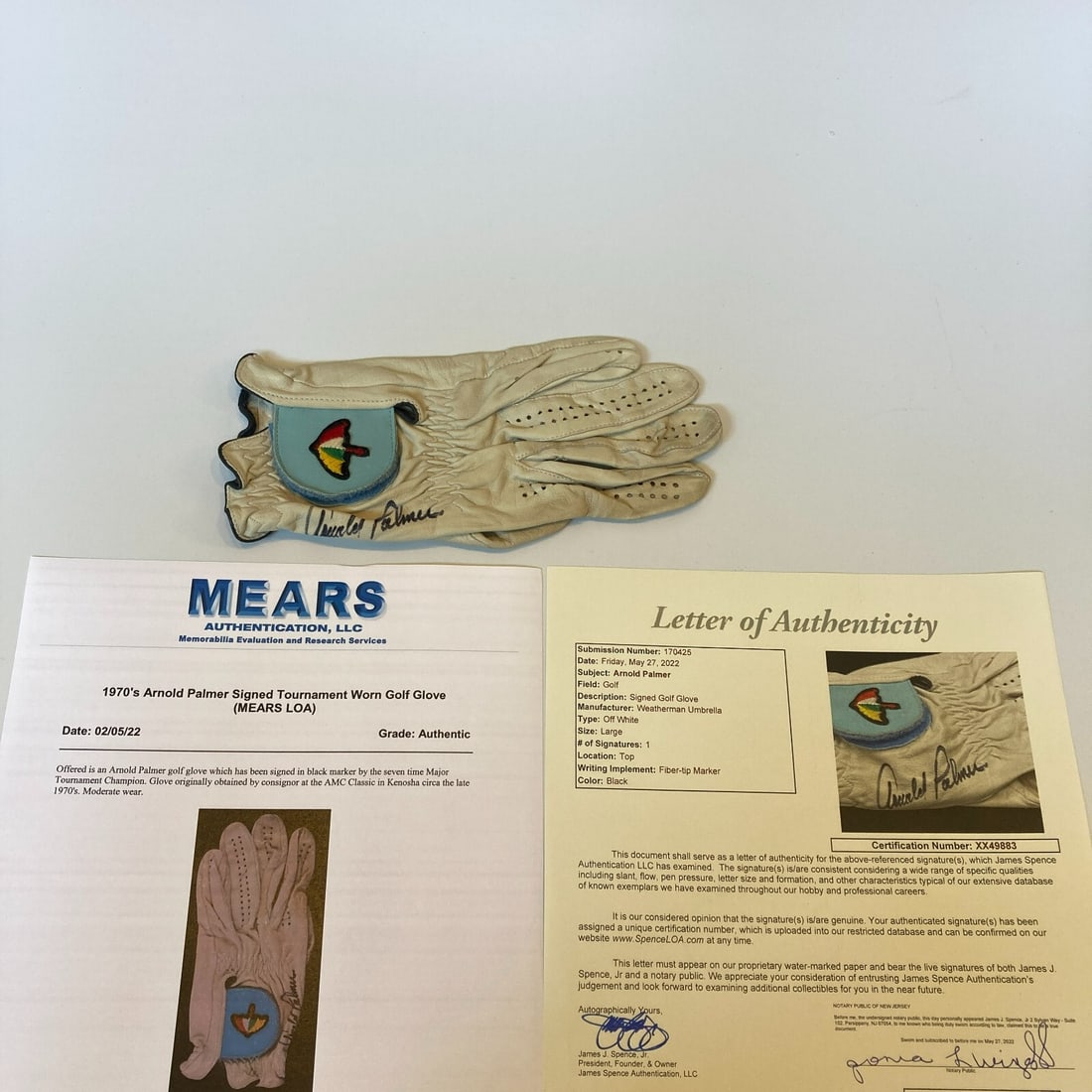 Arnold Palmer 1970s Signed Game Used Golf Glove JSA MEARS COA (1 of 7)