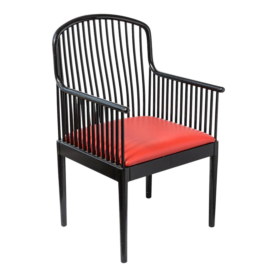 Mid-Century Exeter Chair by Davis Allen for Knoll Studios Black Lacquer Red Leatherette (1 of 6)