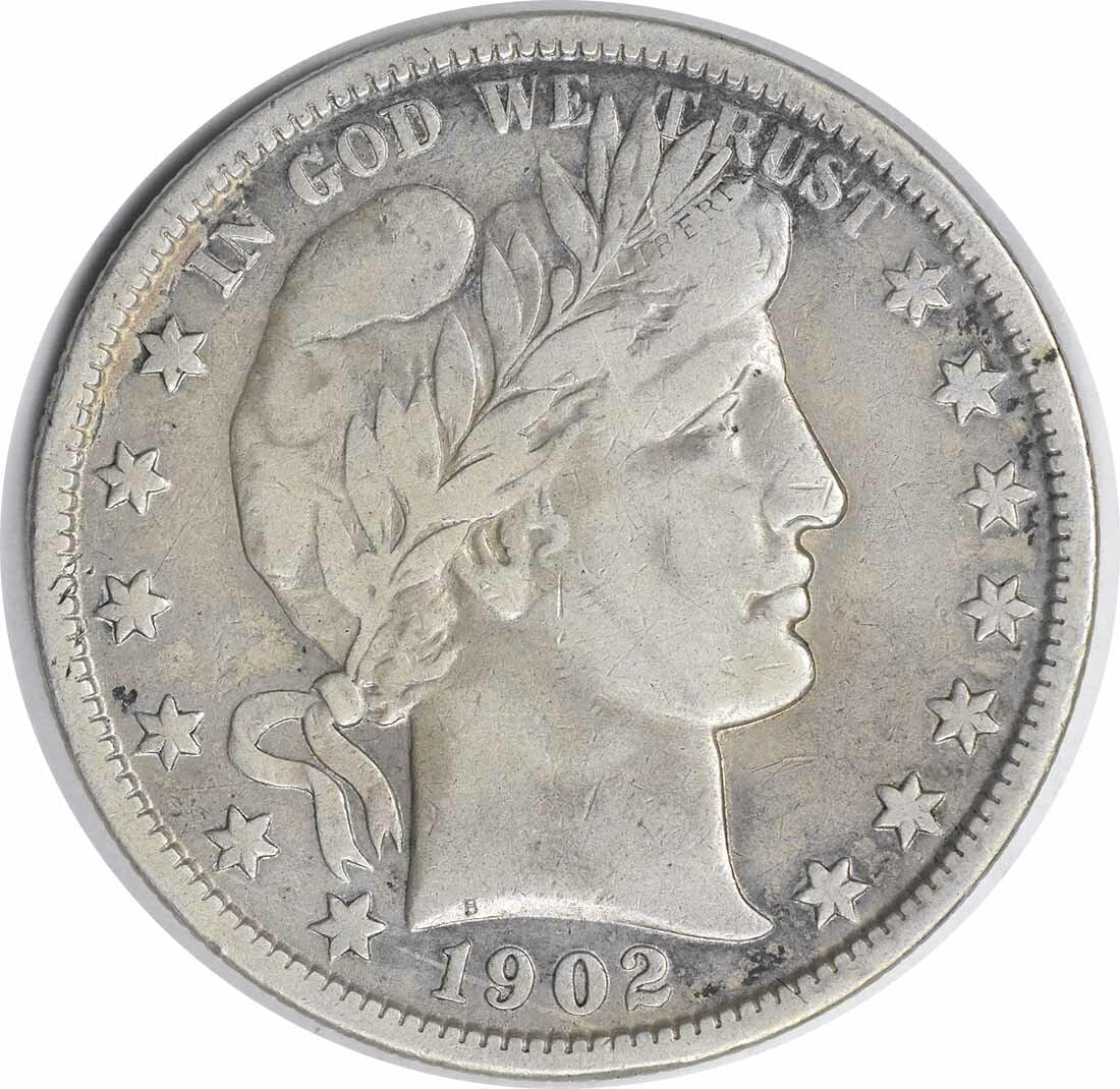 1902 Barber Half Dollar 50C VF Uncertified 90% Silver Coin: 1902 Barber Half Dollar 50C VF Uncertified 90% Silver Coin This 1902 Barber Silver Half Dollar is a beautiful example of American numismatic history. Struck at the Philadelphia mint, this coin feature