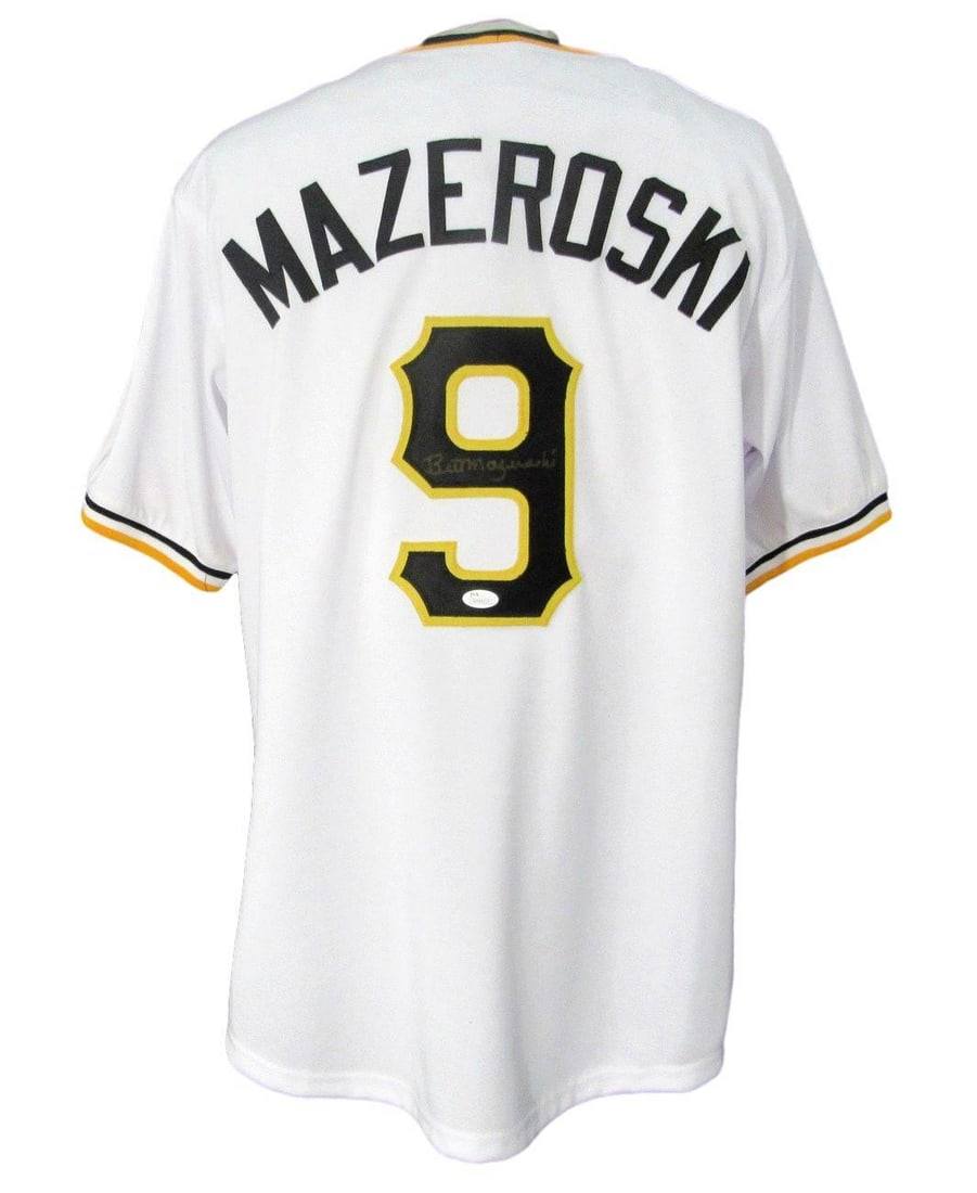 Bill Mazeroski Autographed Pittsburgh Pirates White Jersey JSA Certified: Bill Mazeroski Autographed Pittsburgh Pirates White Jersey JSA Certified Celebrate the legacy of baseball with this Bill Mazeroski Signed Pittsburgh Pirates White Jersey. This authentic jersey, featur