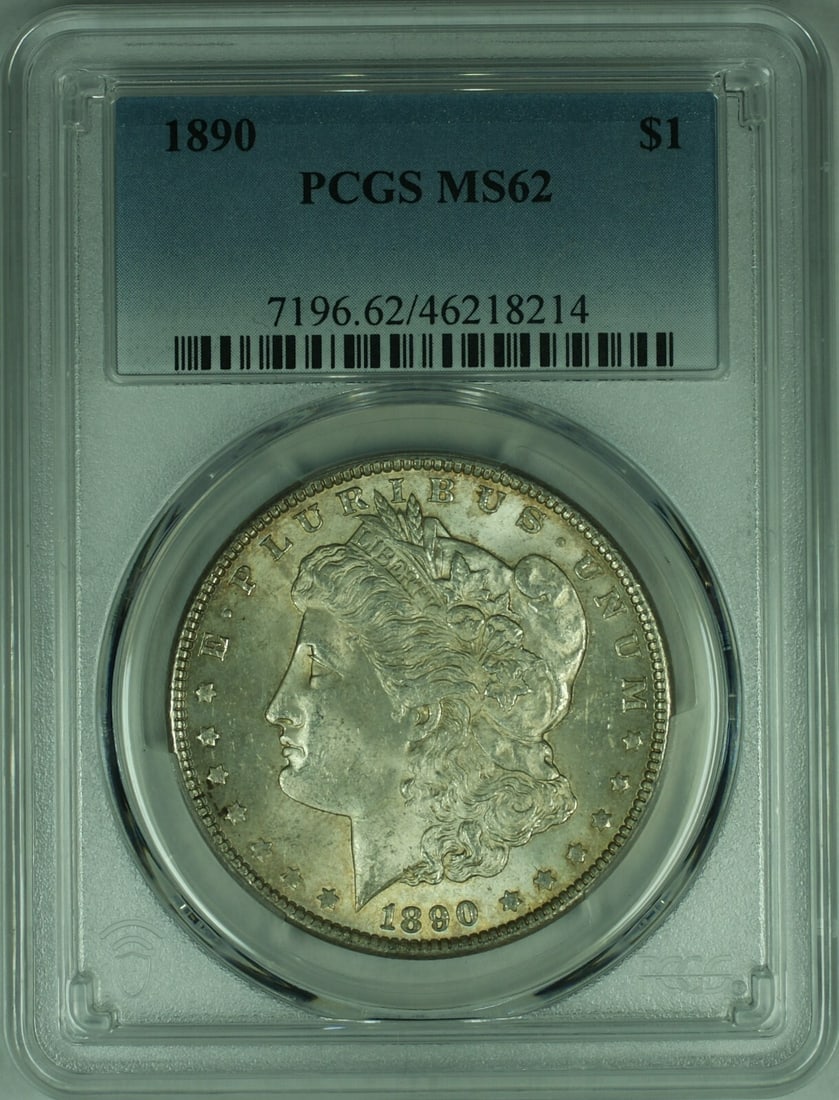 PCGS MS62 Graded 1890 Morgan Dollar Philadelphia Silver Coin (1 of 2)