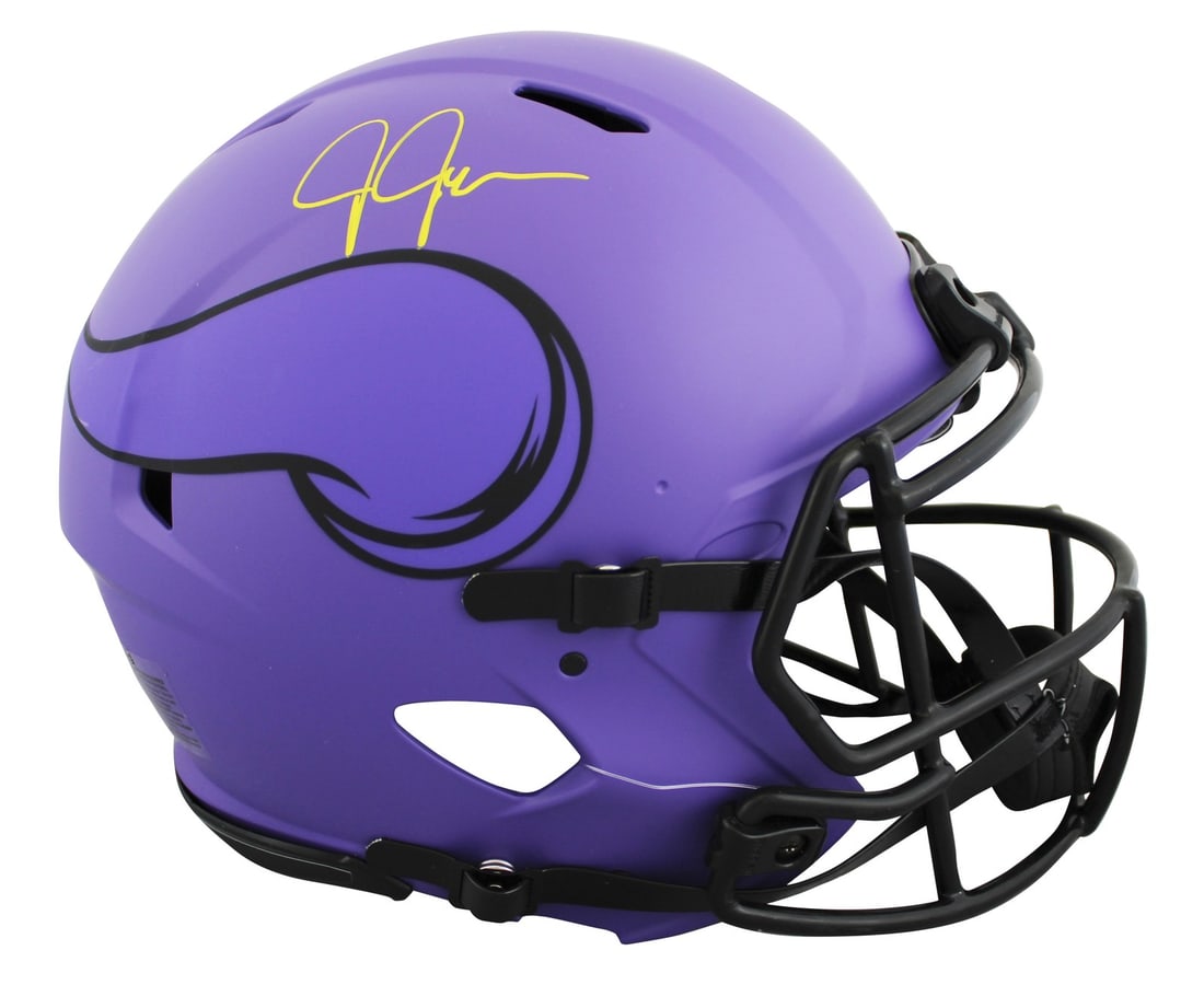 Justin Jefferson Signed Vikings Rave Full Size Helmet BAS Authenticated (1 of 3)