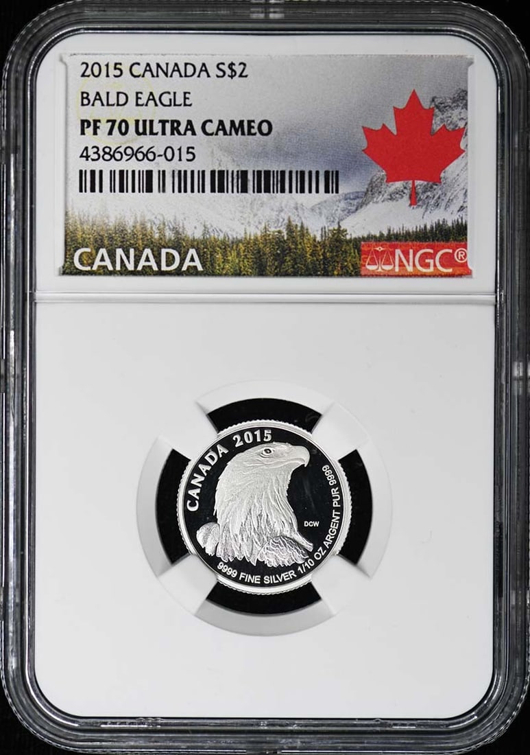 Set of 4 2015 Bald Eagle Canadian Coins NGC Graded PF70: Set of 4 2015 Bald Eagle Canadian Coins NGC Graded PF70 This is a 2015 Canada Bald Eagle 4-coin set, each coin graded by NGC as PF70 Cameo. The set is un-used and certified, offering a pristine exampl
