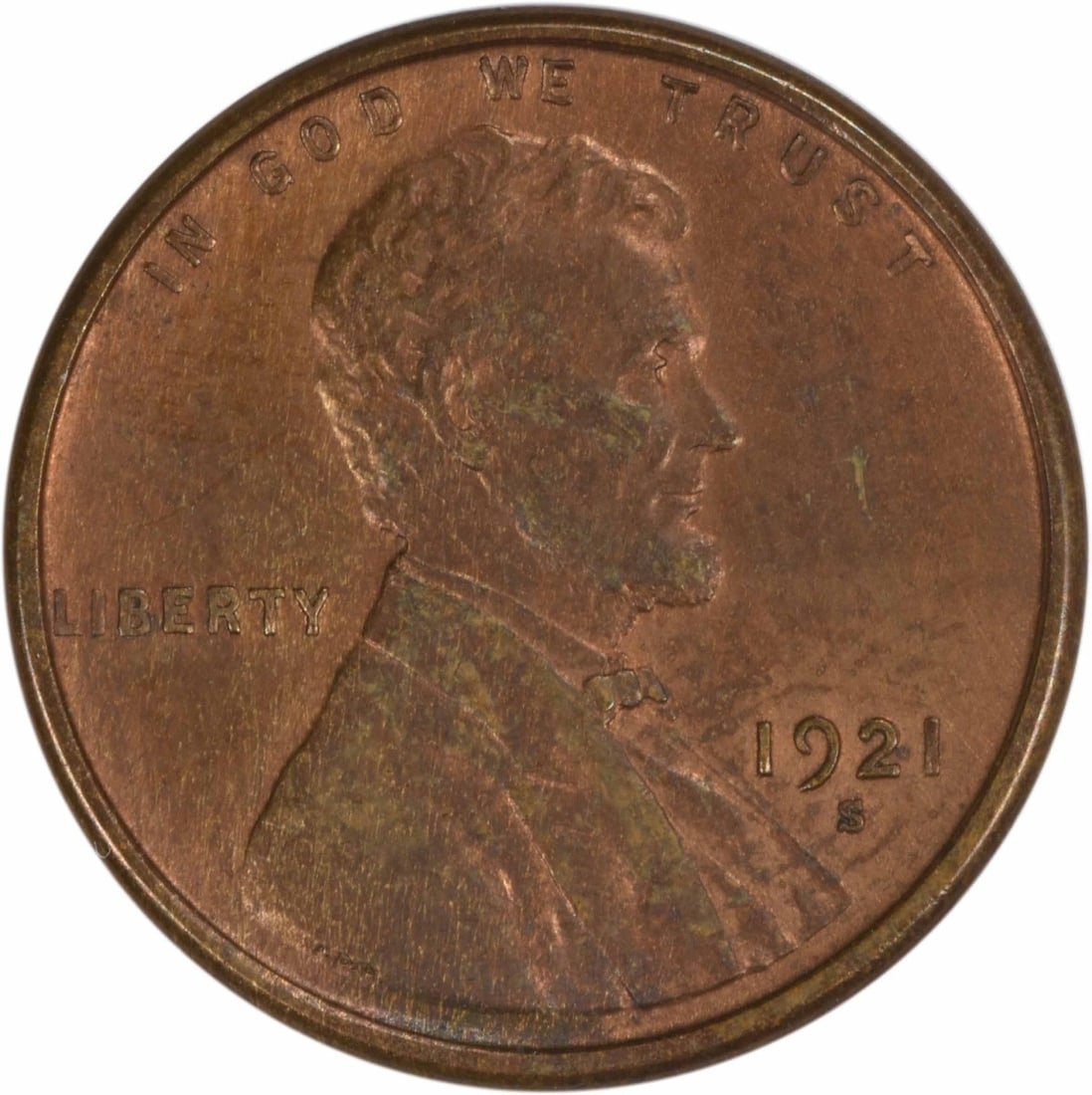 1921-S Lincoln Cent Choice BU Uncertified Copper Coin (1 of 2)