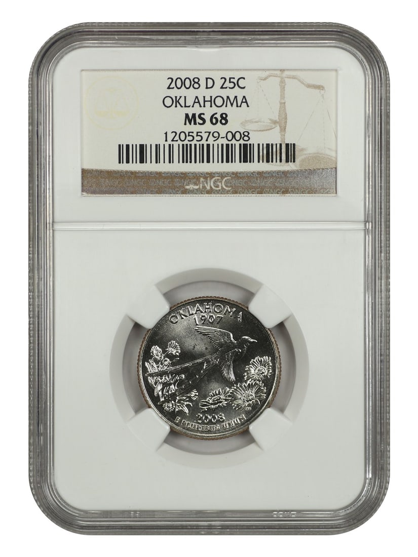 2008-D Oklahoma 25C NGC MS68 Washington State Quarter (1 of 4)