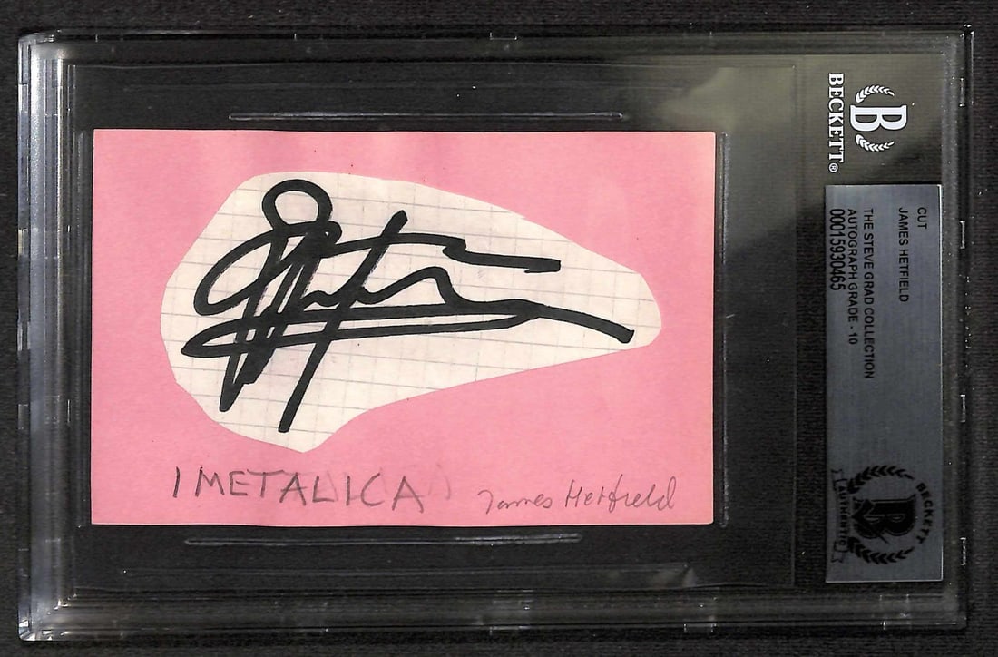 James Hetfield Vintage Signed Cut Autograph Beckett 10 (1 of 1)