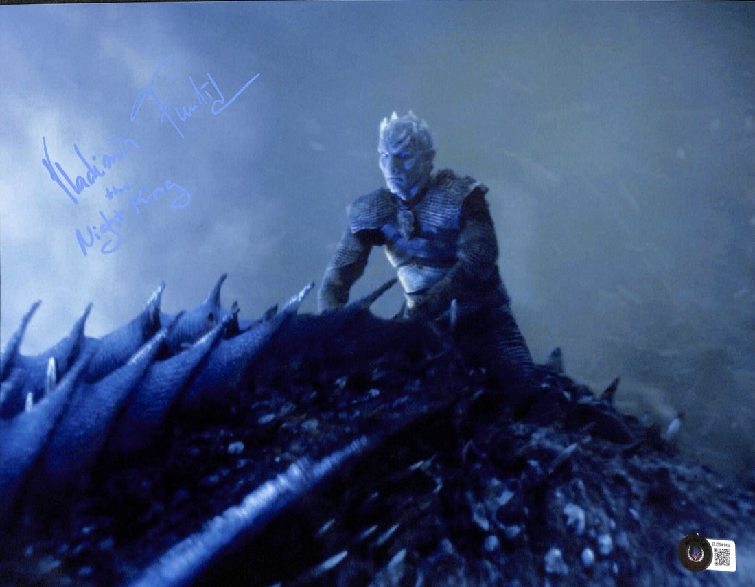 Vladimir Furdik Night King Signed 11x14 Photo Beckett Certified: Vladimir Furdik Night King Signed 11x14 Photo Beckett Certified This striking 11x14 photograph features Vladimir Furdik, known for his role as the "Night King" in the acclaimed TV series Game of Thron