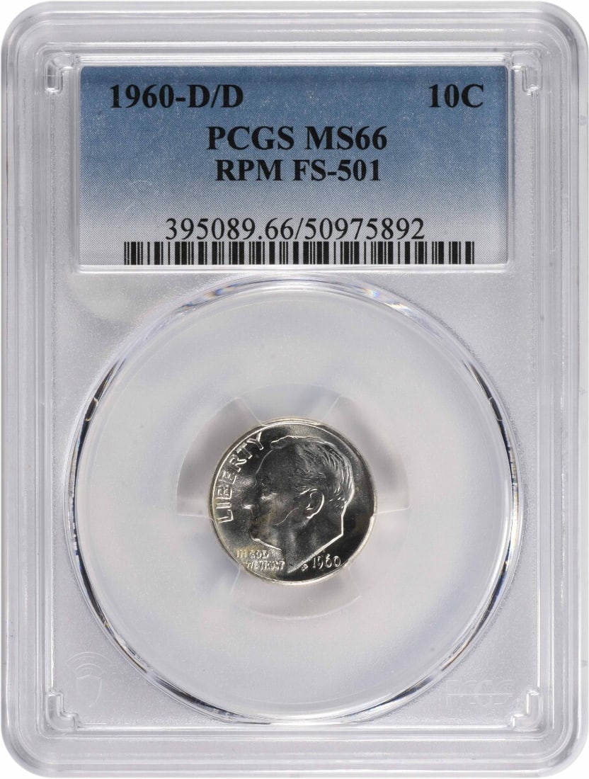 1960-D/D Roosevelt Silver Dime MS66 PCGS Certified Uncirculated (1 of 2)