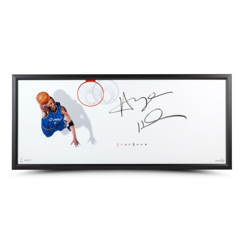 Penny Hardaway Signed Framed Photo 20x46 Orlando Magic Triple Threat: Penny Hardaway Signed Framed Photo 20x46 Orlando Magic Triple Threat This is a stunning 20" x 46" framed photo featuring Penny Hardaway, known for his time with the Orlando Magic. The photo captures H