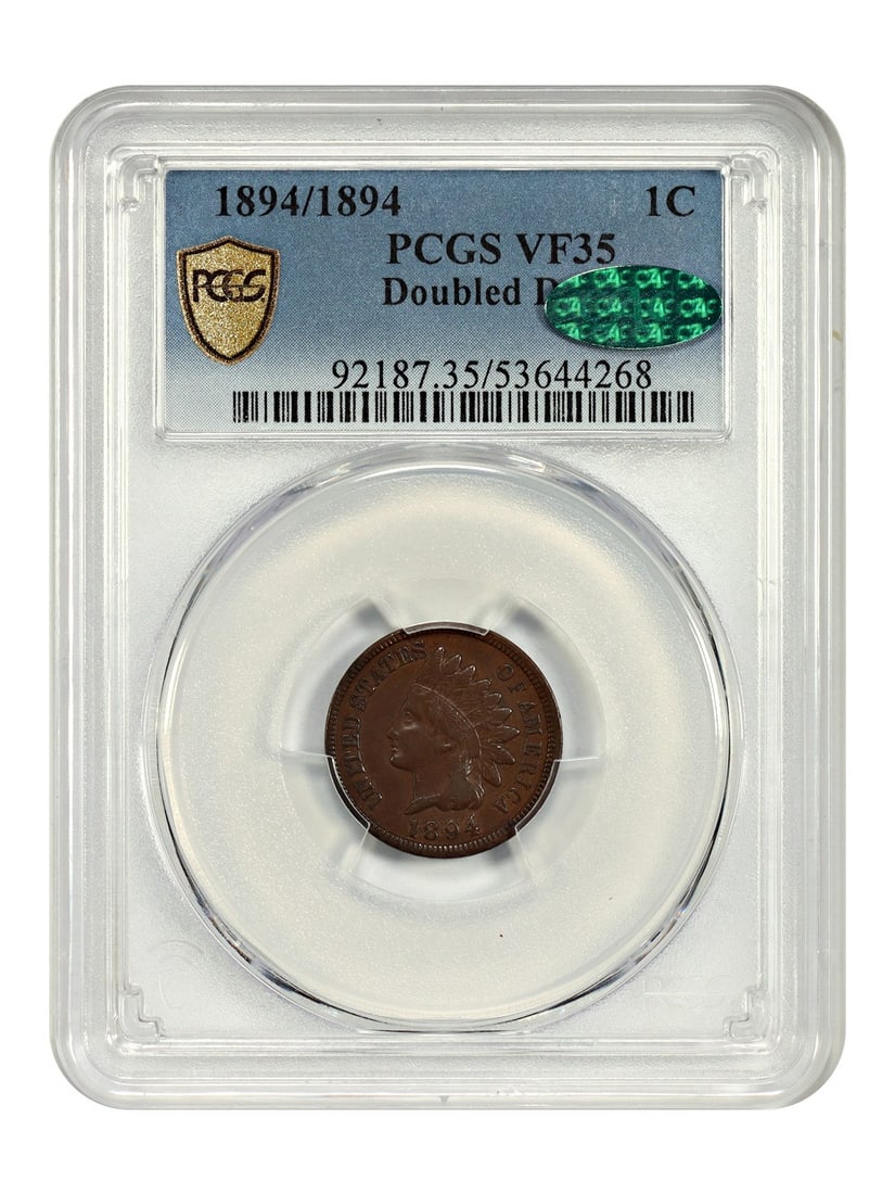 1894 Indian Cent PCGS CAC VF35 Doubled Date Dramatic Variety (1 of 4)