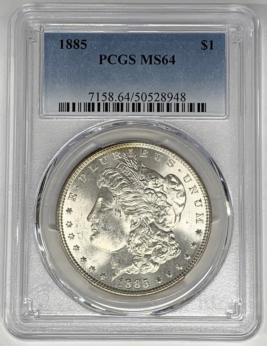 PCGS MS 64 1885 Morgan Dollar Silver Coin Certified (1 of 2)