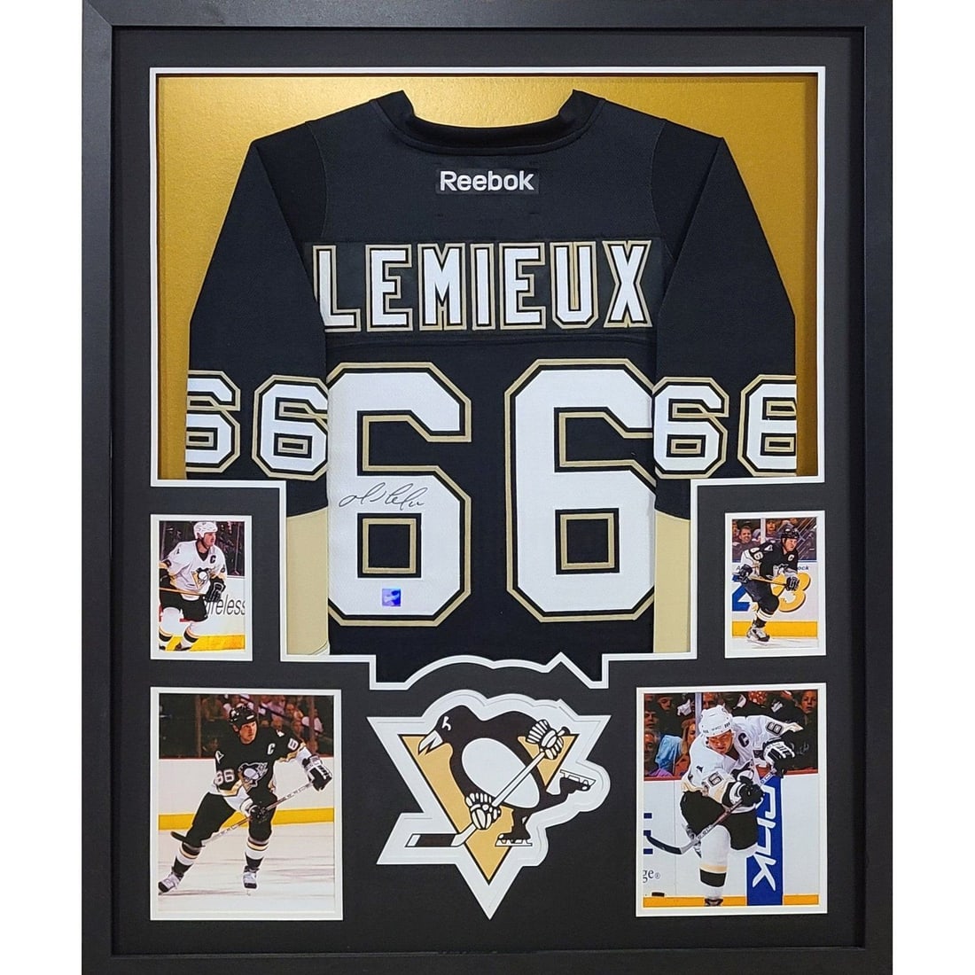 Mario Lemieux Autographed Framed Jersey with Frameworth COA (1 of 2)