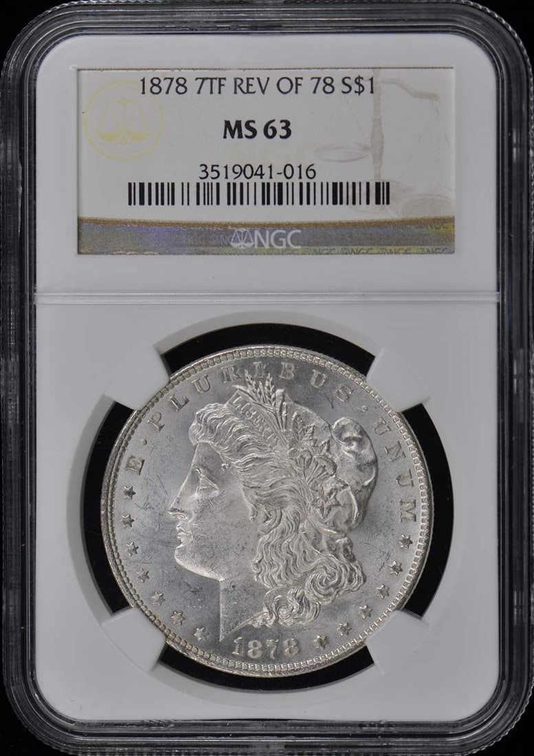 1878 NGC MS63 Uncirculated Morgan Dollar Certified Coin: 1878 NGC MS63 Uncirculated Morgan Dollar Certified Coin This 1878 Morgan Dollar is a stunning piece of numismatic history, certified by NGC with a grade of MS63, indicating its uncirculated condition.