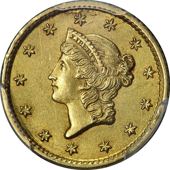 PCGS MS62 Plus 1853 Philadelphia Type 1 Gold Dollar Strong Strike (1 of 4)