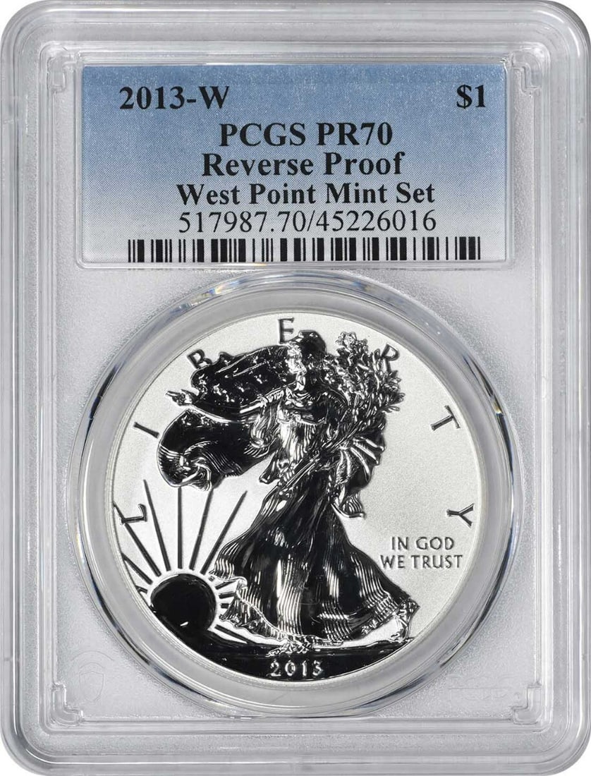 PCGS PR70 2013-W Silver Eagle Reverse Proof Dollar West Point Mint Set (1 of 2)