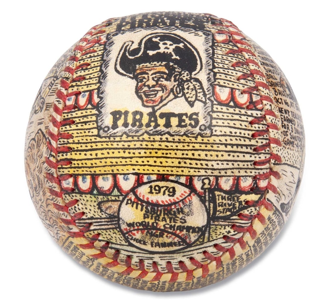 George Sosnak 1979 Pittsburgh Pirates World Series Art Baseball Signed: George Sosnak 1979 Pittsburgh Pirates World Series Art Baseball Signed Celebrate the legacy of baseball with this stunning original artwork baseball commemorating the Pittsburgh Pirates' 1979 World Se